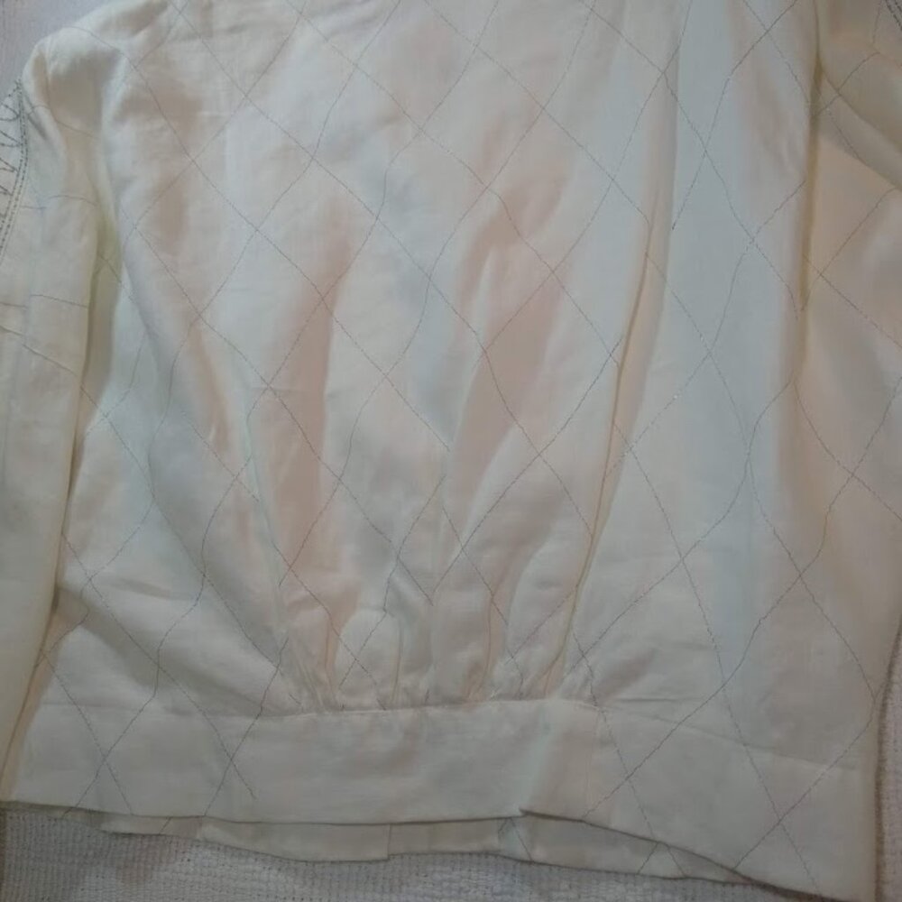 Vintage 80's Ellen Tracy size 12 ivory/cream linen suit jacket - Picture 9 of 16